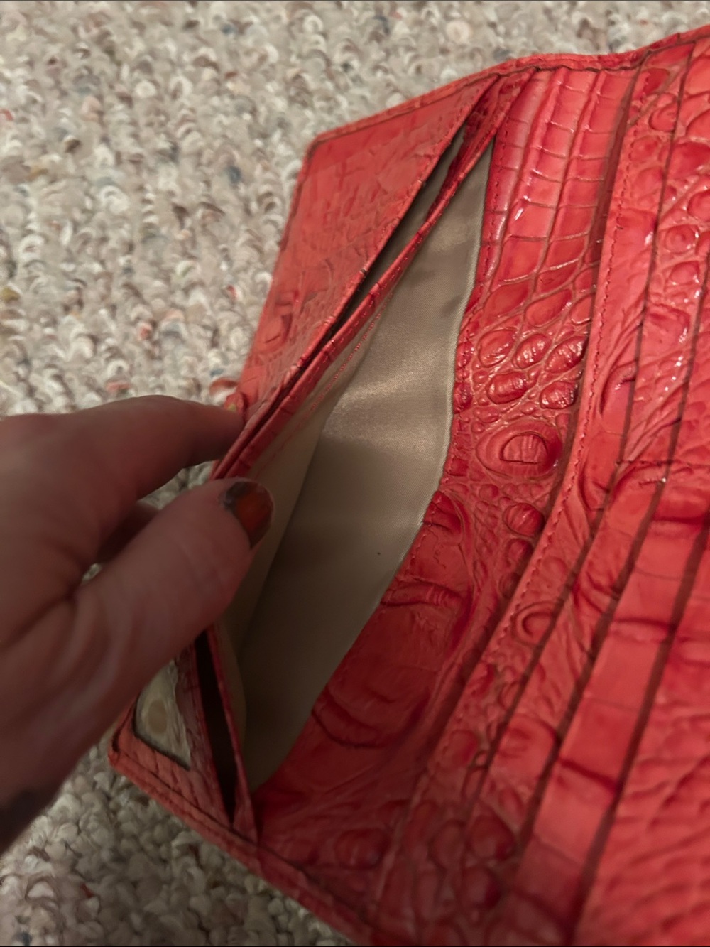 Brahmin Ady Coral Croc-Embossed leather Continental Wallet- like new - Picture 6 of 7